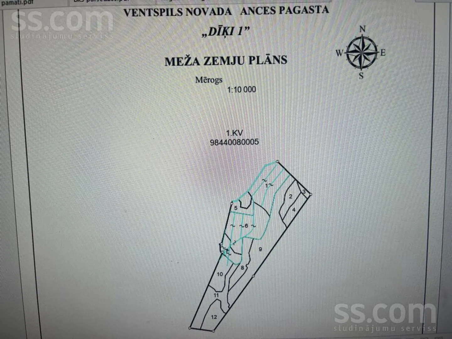 Meža zemes sludinājums - Ventspils novads, Ances pag.Ance - 19,00 ha
