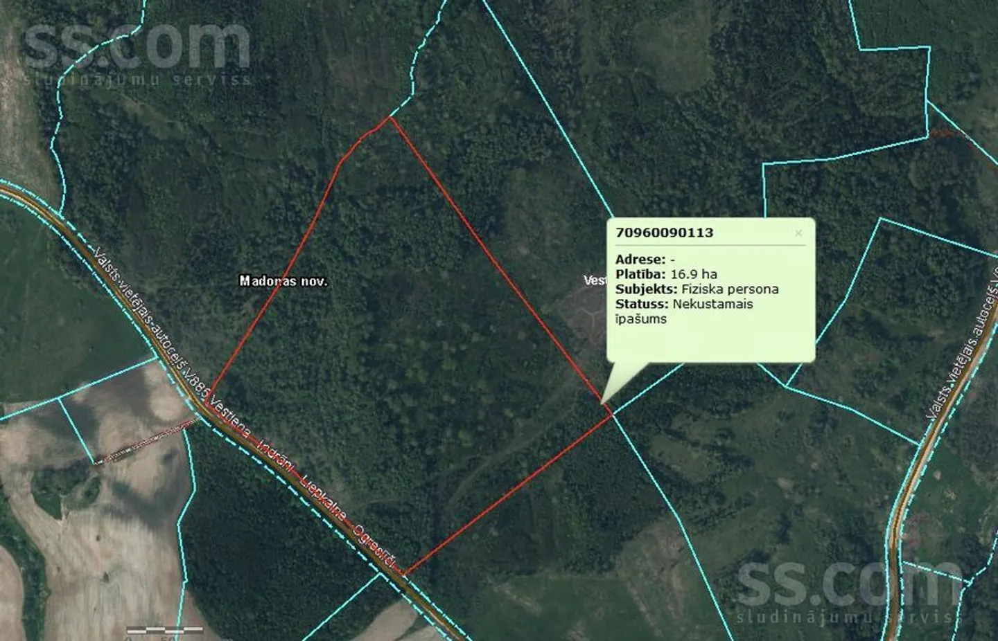 Meža zemes sludinājums - Madonas novads, Vestienas pag. - 16,90 ha